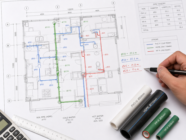 Nguyên tắc tính khối lượng ống nhựa dự toán