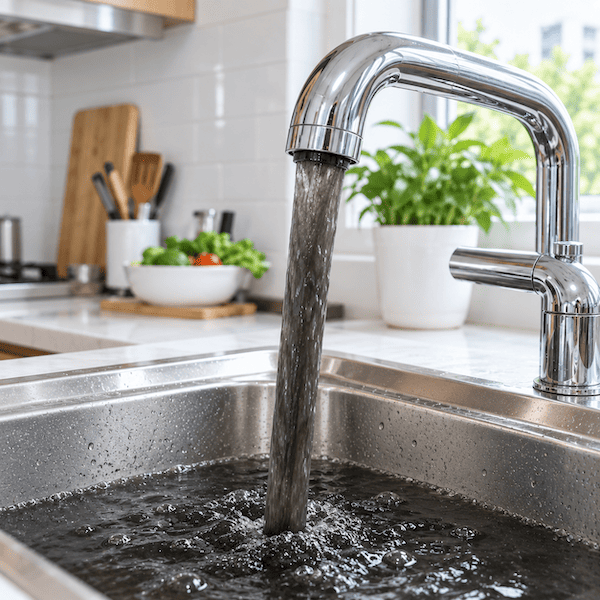 Ống nước chảy ra màu đen